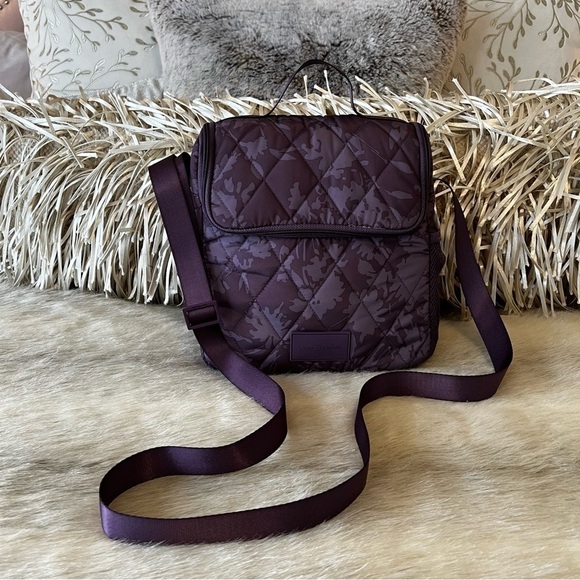VERA BRADLEY Purple Tonal Chrysanthemum Ultralight Lunch Crossbody Bag Work - Picture 1 of 11